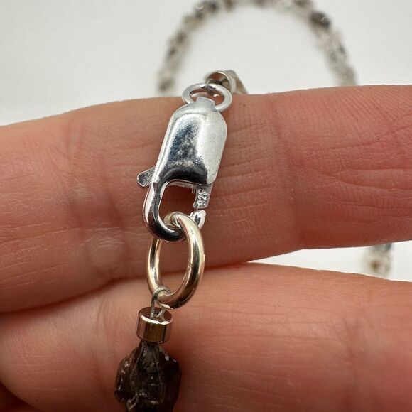 24" of all Herkimer Diamond quartz chip necklace with 925 sterling silver clasp! - Picture 7 of 11